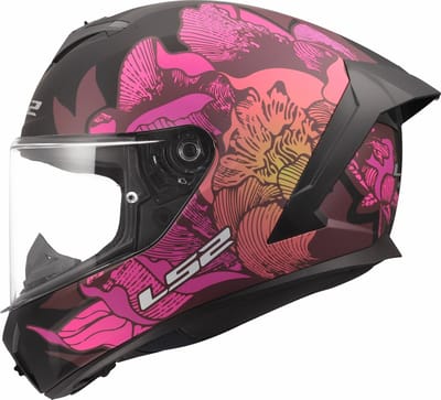 LS2 Helm Rapid III Poppies II FF820 zwart / roze maat 3XL