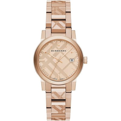 Burberry BU9146 The City Gegraveerd Ruit Unisex Horloge