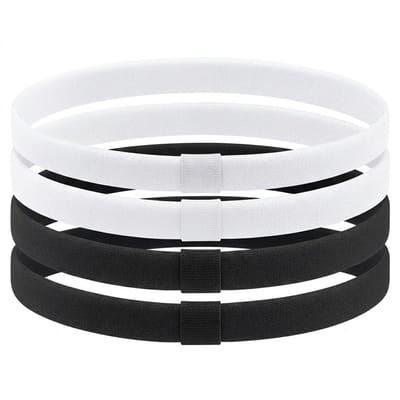 Zwarte en witte elastische sport haarbanden – set van 4 stuks – unisex antislip haaraccessoires voor sport en dagelijks gebruik
