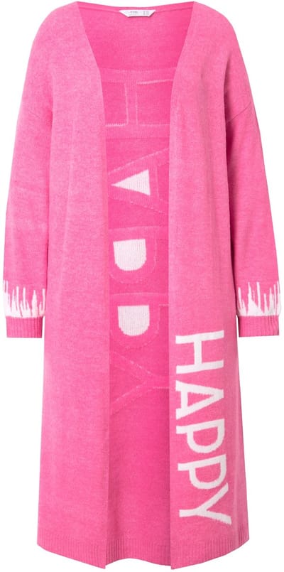 Angel of Style - Dames - Lang vest straight fit HAPPY-statements - Hibiscusrood - Maat 50+