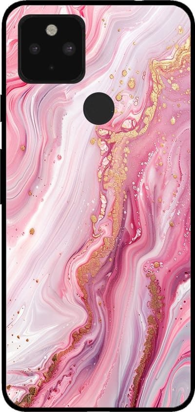 Smartphonica Telefoonhoesje voor Google Pixel 4A 5G met marmer opdruk - TPU backcover case marble design - Roze geschikt voor Google Pixel 4A 5G