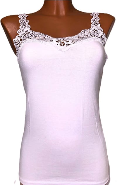 Marco Rossi - Random kant - Dameshemd kant - Onderhemd - Singlet - Katoen - Dames - Wit - Maat M/38 - Model 6