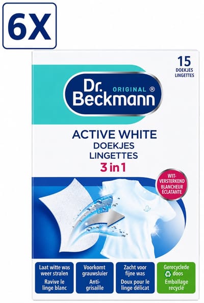 6 x Dr. Beckmann Active White Sheets - 15 stuks