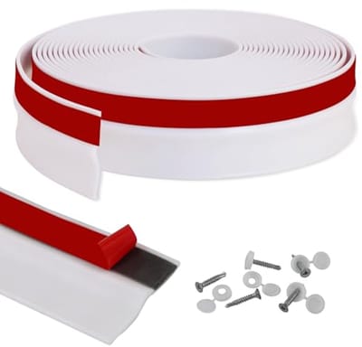 Universele afdichtstrip voor garagedeur - weerbestendig - zelfklevend - 40 sets schroeven - wit - 80 ft.