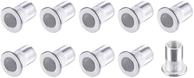 Dailygoody - Klinkmoeren - Aluminium legering - 100 stuks - Gekarteld met schroefdraad - Zilverkleurig - Meubeltoepassingen - M6