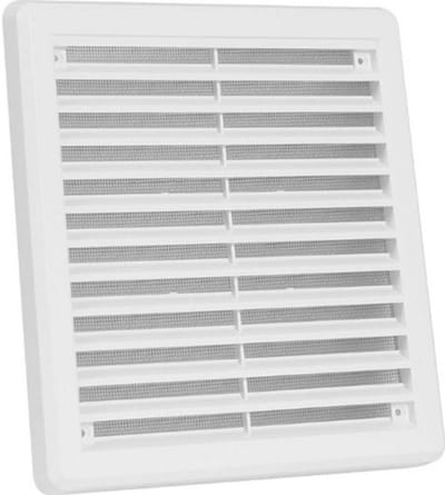 Ventilatie Rooster - Wand Afdekking - Ventilatie Afdekken - Met Vliegengaas - 200 x 200 mm - Wit