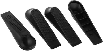 Deurstopper Set - Wig Stopper - Voorkom Dichtslaan - Antislip Oppervlak - 4 Stuks - Zwart