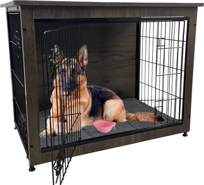 MaxxPet Houten Hondenbench - Hondenhuisje voor binnen - Hondenhok - kennel - 110x74x80cm - Incl. kussen