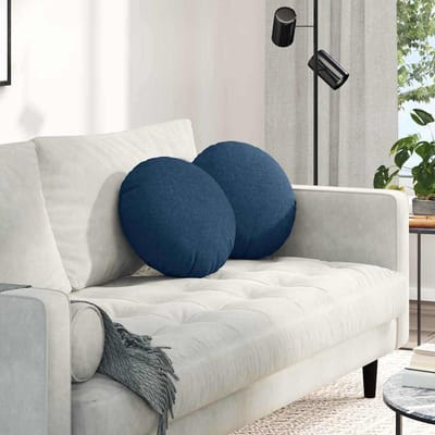 vidaXL - Zitkussens - 2 - st - Stof - Blauw - Ø40 - x - 13 - cm