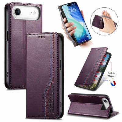 Praktische en Stijlvolle PU Leren Portemonnee Hoes voor iPhone Air _ Paars