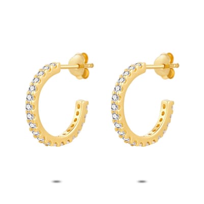 Twice As Nice Oorbellen in 18kt verguld zilver, oorring, zirkonia