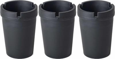 Gerimport Auto asbak met deksel - 3x - zwart - 11 x 8 cm - Geurvrije/rookvrije auto asbak