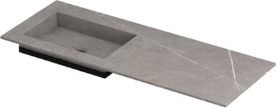 INK Post wastafel in keramische slab met envelop bodem wasbak links zonder kraangat 120x45x1cm, armani grey mat