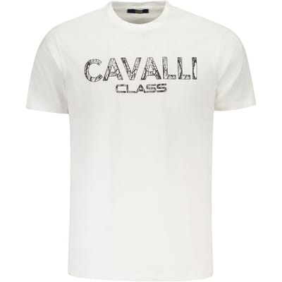 Cavalli Class Bianco Katoenen Heren T-Shirt