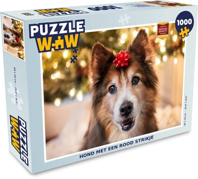 Puzzel Hond met een rood strikje - Legpuzzel - Puzzel 1000 stukjes volwassenen