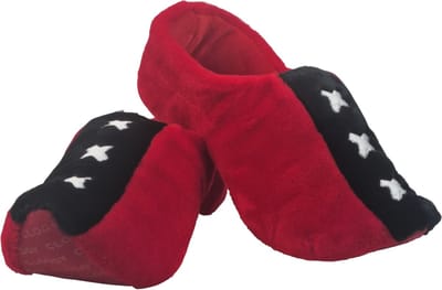 Elcee-Haly – Klomp sloffen – Rood / Zwarte Pantoffelklomp met Amsterdamse vlag – Warme sloffen – Rood / Zwart – Maat 25/26/27