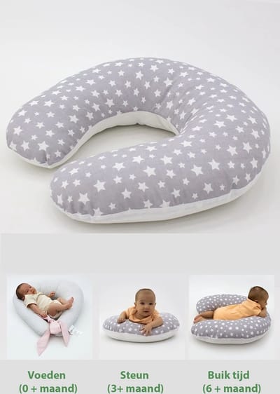 Voedingskussen met hoes van 100% katoen / Dubbelzijdig borstvoedingskussen / Babysetkussen / Voedingskussen ergonomisch / Öko-Tex Standard 100