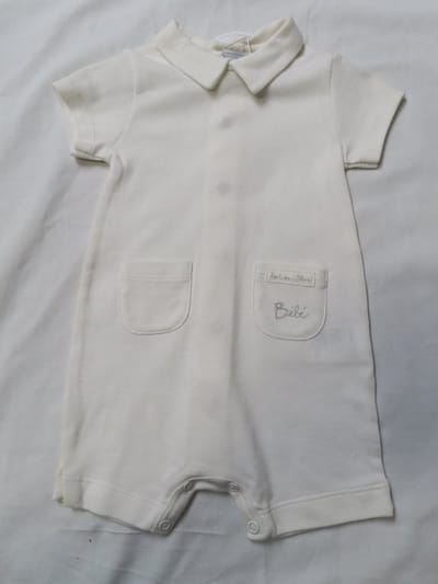 Petit Bateau - Combi kort - Wit - Unie - 3 maand 60