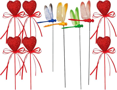 Hartvormige Tuinstekers - Bloemen Decoratie - Tuin Aankleding - Set van Meerdere Stuks - 5x15x5 cm