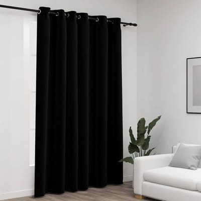 vidaXL - Gordijn - linnen-look - verduisterend - met - ogen - 290x245 - cm - zwart