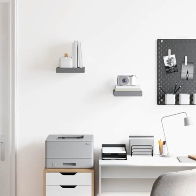 vidaXL - Wandschappen - zwevend - 2 - st - 23x23,5x3,8 - cm - MDF - hoogglans - grijs