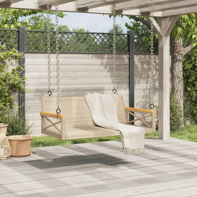 vidaXL - Schommelbank - 109x62x40 - cm - poly - rattan - beige