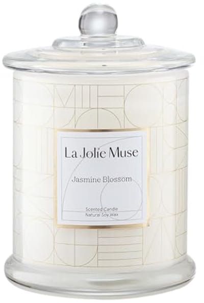 Jasmijn Geurkaars van Natuurlijke Sojawas met 60 Uur Brandtijd - Luxe Glazen Cadeau