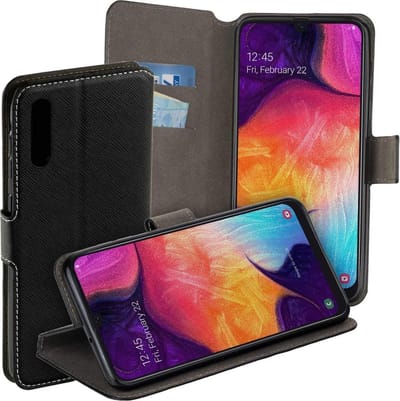 Pearlycase Luxe Y Wallet Bookcase Zwart Hoesje Geschikt voor Samsung Galaxy A50