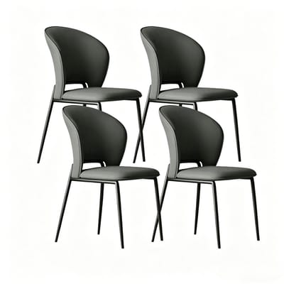 Eetkamerstoel - keukenstoel - Open Rugleuning - 45x50x84 cm - Zonder armleuning - Microvezel Leer & 316L Koolstofstaal - Kunstleer - Ergonomisch - Hoge rugleuning - Metalen poten - Slijtvast en Vuilafstotend - Modern Design - diep grijs