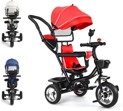 Baby Driewieler - Loopfiets Kinderwagen - Buiten Spelen - Schaalbaar Groeiend - 46 x 75 x 106 cm - Rood