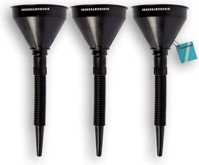 Set van 3 Zwarte Trechters voor Auto en Motor - Geschikt voor Olie en Brandstof - Duurzaam Plastic - Met Afneembare Filter - Handige Afmetingen - Inclusief Grote Trechter - Ideaal voor Auto & Motor, Kamperen & Outdoor