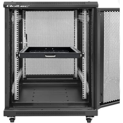 Qoltec Solid Steel RACK Kastgreepplank |   600*600 |   Schuif |   Zwart