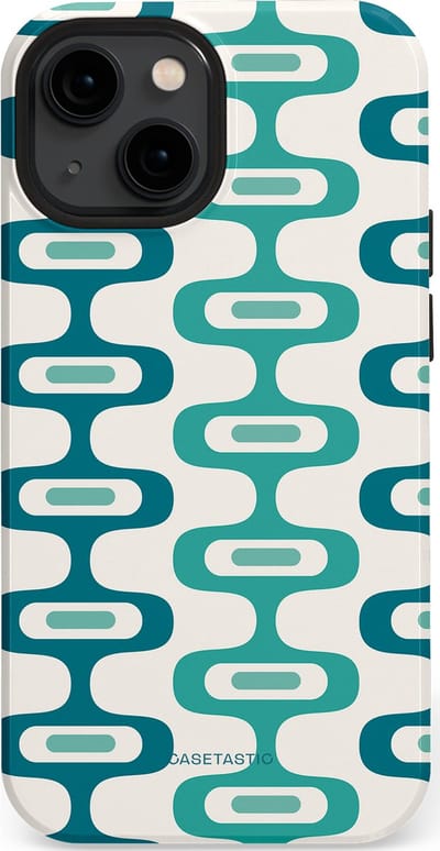Casetastic hoesje geschikt voor Apple iPhone 13 mini - MagSafe - Dubbellaagse bescherming - Vormen vibe - Fashion Case - Wit Petrol Lichtgrijs Mintgroen