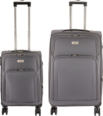 SB Travelbags Zachte 2 delige bagage koffer – 74 cm/55cm – Expandable – Grijs