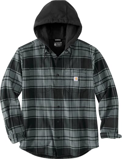 Werkoverhemd - Flanel Jack met capuchon - Fleece Gevoerd - Basil Heather - Carhartt - maat M (valt als L)