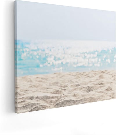 Artaza Canvas Schilderij Strand En Zee - 100x80 cm - Groot - Wanddecoratie Zeezicht - Muurdecoratie Strand - Decoratie Zee