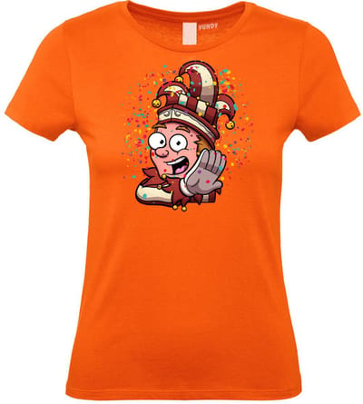 Dames T-shirt Alaaf Kleine Prins | Carnaval | Carnavalskleding Dames Heren | Oranje | maat XS