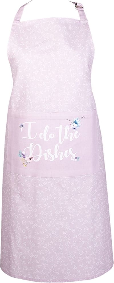 Clayre & Eef Keukenschort 70x85 cm Roze Wit Katoen Bloemen BBQ Schort Cadeau voor haar Kookschort
