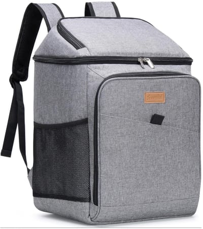 koeltas rugzak-26L 34 Blikken Geïsoleerde Koelrugzak Koeltas-Grote Picknick Rugtas Lekvrij Draagbaar Koelkast Zacht -Buiten-Grijs