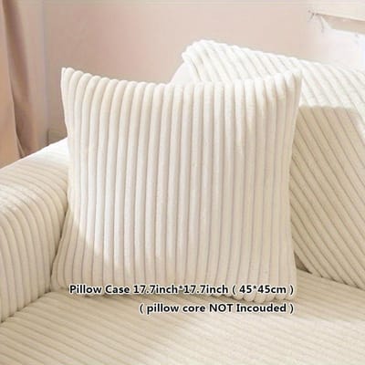 1 Stuk Winter Rechte Streep Verdikt Warm Pluche Bankhoes, Antislip Bankhoes, Eenvoudige Moderne Stijl Huisdier Vuilbestendig Antislip Bankhoes ivoor