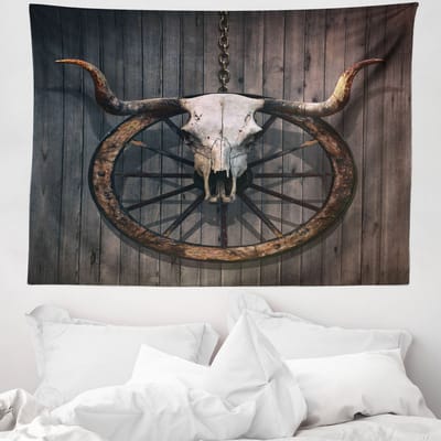 ABAKUHAUS Bruin Wandtapijt, Rustieke Schedel, 150 x 110 cm, veelkleurig
