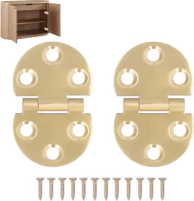 Ronde Messing Scharnieren, 2 Stuks 180 Graden Mini Klap Scharnier met Schroeven voor Vouwtafels, 47x30mm, Duurzaam en Compact