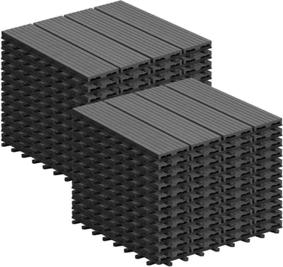 WPC Terrastegels Kliksysteem - 22 Stuks voor 2 m² Balkon en Tuin - Antislip en Waterafvoerend Grijs