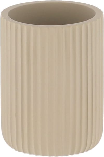 Tendance Tandenborstelbeker 101 series - taupe - geribbeld - PS - 7x9,5 cm - beker badkamer - tandenborstelhouder