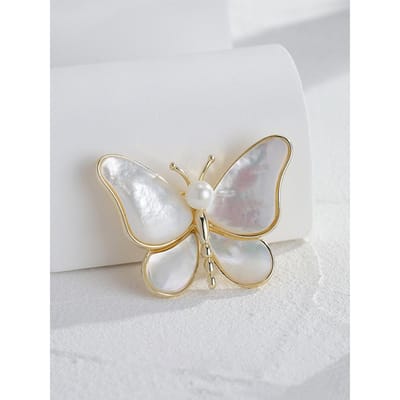 1 broche papillon au design élégant avec pierre blanche et rose gray