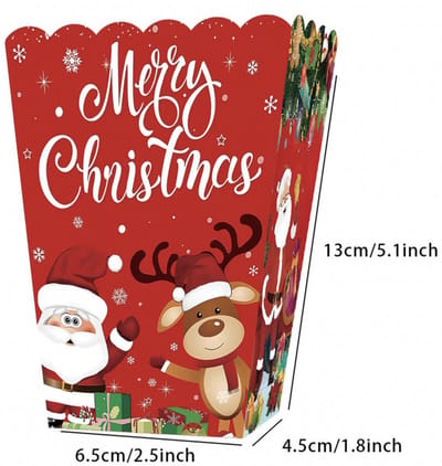 ZYLARO 30 stuks Kerstmis Popcorn Bakjes (13x6.5cm) - Popcorn Zakjes voor Filmavonden, Feestjes - Ook Geschickt als Snoepbakje of Feestzakje voor Kinderen