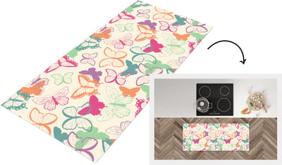 Keukenloper - Loper keuken - Vlinders - Patronen - Insecten - 120x50 cm - Keukenloper vinyl