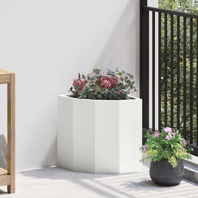 vidaXL Hoek Plantbak Wit 30 x 30 x 35 cm Staal