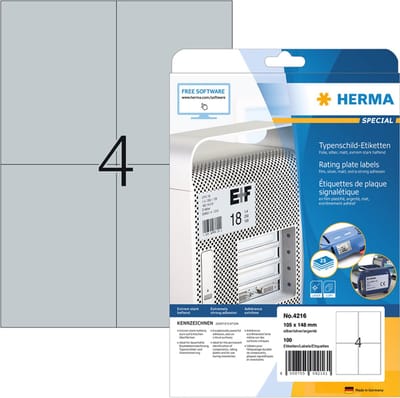 Etiket herma 4216 105x148mm folie 100st zilver | 32 stuks