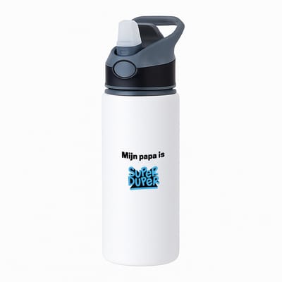 Hacebo® - mijn papa is super duper waterfles met rietje zwart - Vader - meest geweldige papa - vader cadeautjes - vaderdag - verjaardag - geschenk - kado - vader artikelen - water fles - 650ML